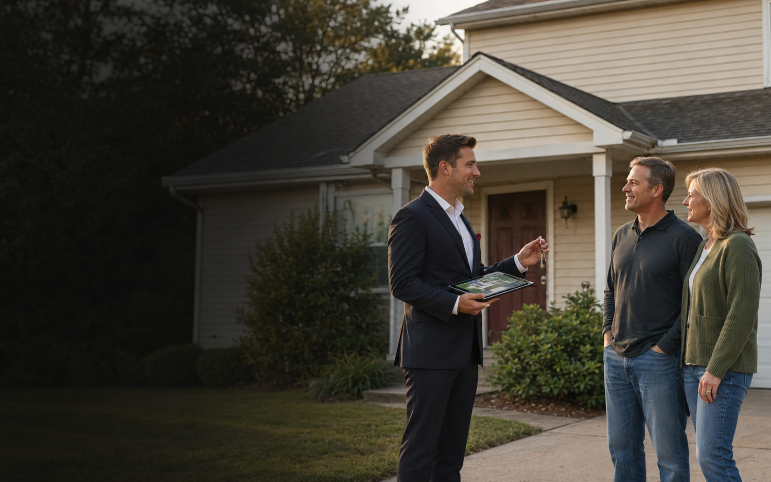 Real estate professional helping homeowners with a cash sale